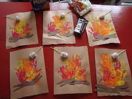 Camping preschool activities, games, crafts, and printables. The Playful Garden Handprint S Mores My Kids Are Camping Theme Preschool Camping Crafts Campfire Craft