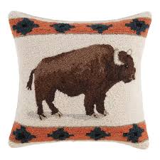 Oh Give Me A Home Where The Buffalo Roam Exmore Buffalo Wool Throw Pillow In 2020 Wool Throw Pillows Hooked Pillow Pillows