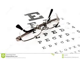 reading glasses with eye chart stock image image of