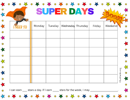 Print full page kids learning the days of the week. Super Days Weekly Behavior Chart Fillable Acn Latitudes