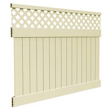 Veranda 6 Ft H X 8 Ft W Sand Vinyl Carlsbad Privacy Fence Panel Kit 73025032 The Home Depot Vinyl Fence Panels Fence With Lattice Top Privacy Fence Panels