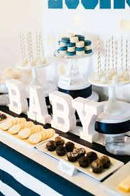 Navy And Gold Dessert Table Baby Shower Party Ideas Photo 1 Of 12 Dessert Table Baby Baby Shower Desserts Beautiful Baby Shower