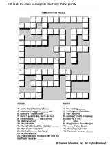You need to change one or two letters in each clue to spell a musical term. Harry Potter Crossword Puzzle Printable Familyeducation