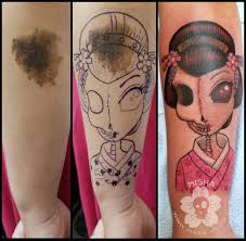Arm Birthmark Cover Up Tattoo The Many Arms Of Misha Cover Up Tattoos Half Skull Skull Tattoo