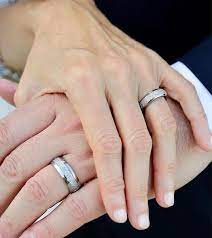 Matching Wedding Bands Meteorite Inlay Rings Men And Women Etsy Tungsten Wedding Bands Meteorite Wedding Band Rings Mens Wedding Bands