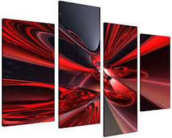 Black and white red tree wall art canvas print picture large red tree landscape modern artwork for living room bedroom office home wall decoration decor with frame 20x40in. Amazon Com Large Red Black Abstract Canvas Wall Art Pictures Modern Split Set Of 4 Prints Big Contemporary Multi Panel Xl 130cm Wide Posters Prints