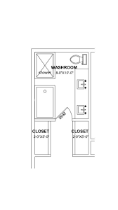 The main amenities are located near the center of the room, creating a circular traffic flow to the layout. Making Layout For Master Closet And Bathroom More Space Efficient