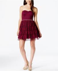 City Studios Juniors Embellished Strapless Lace Fit And Flare Dress Juniors Dress Cocktail Dress Lace White Lace Cocktail Dress Fit And Flare Cocktail Dress