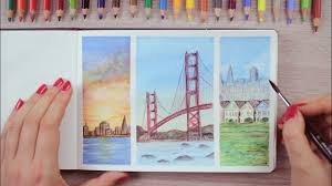 Watercolor pencils are a unique medium for creating art. Watercolor Pencils Painting Ideas San Francisco Inspired Art Journal Thursday Ep 45 Youtube
