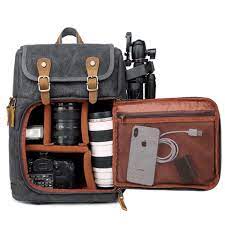 Wanderer Camera Backpack Waterproof Camera Bag In Waxed Canvas With Leather Details Laptop Compar Camera Backpack Waterproof Camera Bag Backpack Photography