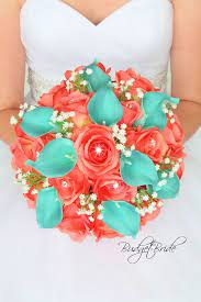 5 out of 5 stars (2,720) $ 65.99 free shipping favorite add. Coral Reef And Teal Wedding Flowers With Bling And Babies Breath Davids Bridal Wedding Bouquet Teal Wedding Teal Wedding Flowers Wedding Bridal Bouquets