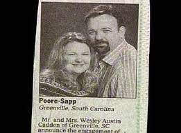 20 Funny But Unfortunate Wedding Name Combinations