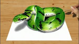 Learn beautiful 3d banana bunch drawing technique using colored pencils in easy steps. 3d Colored Pencil Drawing Cute Green Snake Speed Draw By Jasmina Susak Hildur K O Art Blog Shop