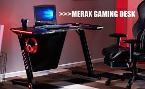 Eureka Ergonomic Z60 Gaming Desk 60 Z Shaped Large Pc Computer Gaming Desks Tables With Rgb Led Lights Controller Sta Gaming Desk Gaming Desk Led Lights Desk