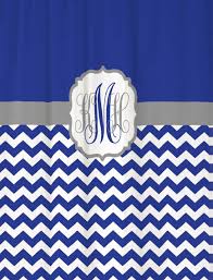 Shower Curtain Royal Blue Half Chevron With Gray Accents 69x70 Monogram Personalized Custom For Yo Blue Bathroom Decor Royal Blue Bathrooms Bathroom Red