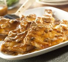 Basically a simple creamy soup prepared from either full cream or milk or combination of both with sliced mushroom. Quick Mushroom Chicken Bake Recipe Campbell S Kitchen Campbells Soup Recipes Pork Recipes Mushroom Pork Chops