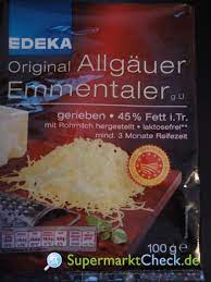 Edeka allgäuer emmentaler gerieben 45% fett i. Edeka Allgauer Emmentaler Gerieben 45 Fett I Tr Nutri Score Kalorien Angebote Preise