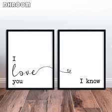 الحد الأدنى جدار الفن أنا أحبك أعرف الحب هدية طباعة اللوحة صورة رومانسية إقتباس قماش ملصق المنزل غرفة نوم جدار ديكور Leather Bag