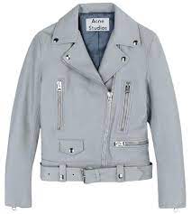 Acne Studios Light Grey Moto Jacket Size 4 S 56 Off Retail Grey Leather Jacket Leather Outerwear Leather Jacket