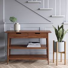 Ellwood Wood Console Table With Drawers Brown Project 62 Mid Century Modern Wood Console Table Decorating Wood Console Table