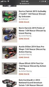 There are many nascar die cast cars i want to get of the web, but many only accept credit cards, do any of you know a site that allows money orders? These Prices For Diecast On Amazon Canada Nascar