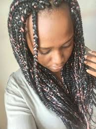 Black And Grey Braids Hairstyles Pink Grey And Black Box Braids Black Box Braids Box Braids Pictures Grey Box Braids