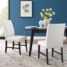 This side chair features an armless design for a sleek look. Motivate Channel Tufted Upholstered Faux Leather Dining Chair Set Of 2 Contemporary Modern Furniture Modway