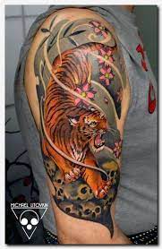 The tiger tattoo is also used to ward off evil spirits and bad luck, as well as disease. Japanese Samurai Warrior Tattoo On Half Sleeve Tatoo Pinterest Hot Tattoo Tiger Tattoodesign Halbarm Tattoos Tiger Tattoo
