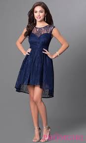Image Of Sleeveless High Low Navy Blue Lace Homecoming Dress Style Lp 23826 Detail Image 1 In 2020 Cocktail Dress Prom Formal Cocktail Dress Mitzvah Dresses
