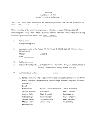 AGENDA September 17, 2019 Lincoln County Board of Education The Lincoln  County Board of Education will meet in regular session o