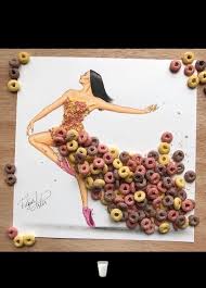 When Arts Meet Fashion Creativearts Food Cereal Cheerios Milk Dress Design Creative Artwork Fashion Design Drawings Creative Art