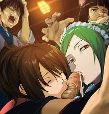 Rule 34 Dev - 1boy 2girls alternate_version_available brown_hair cafekun  closed_eyes collaborative_fellatio cum cum_in_mouth emotionless  expressionless facial_mark fellatio female female_focus ffm_threesome  gintama gintoki_sakata green_hair hi_res ...