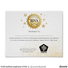 Using these free employee of the month certificate templates. Gold Emblem Employee Of The Year Certificate Poster Zazzle Com Incentives For Employees Good Employee Emblems