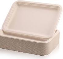 Lawei 50 Pack 14 Inch Biodegradable Paper Plates, Rectangle Compostable  Disposable Food Trays 100% Heavy-Duty Sugarcane Bagasse Paper Platter for  ...