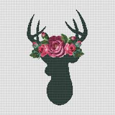 You> purchases and reviews this is a digital item. Silhouette Deer Modern Cross Stitch Pattern Floral Cross Etsy In 2021 Floral Cross Stitch Cross Stitch Rose Cross Stitch