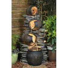 Fuente Cascada De Agua Decorativa Efecto Pizarra Con 4 Tinajas Y Luces Amazon Es Jugu Fuentes De Agua De Jardin Jardin Acuatico Cubierto Diseno De Fuentes