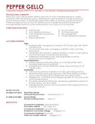 The format of your resume includes the font you use, the layout you design and the overall appearance of your resume. Games Dealer Resume Example Myperfectresume
