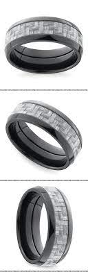 Domed Carbon Fiber Men S Wedding Ring In Zirconium Cool Rings For Men Men S Wedding Ring Mens Wedding Rings