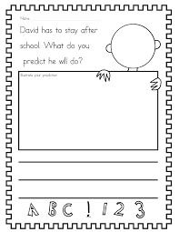 Free David Goes To School Prediction Worksheet I Started Off By Just Rea Kindergarten Worksheets 1st Grade Writing Worksheets Kindergarten Reading Worksheets