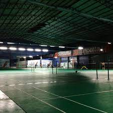 The net should be 1.55m (5'1) high at the poles you cannot touch birdie until it falls down and touches the floor. White Fairy Sports Badminton Court In Puchong