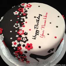 Amazing Birthday Cakes For Men With Name Write Name On Elegant Happy Birthday Cake Picture Cake Writing Happy Birthday Cakes Happy Birthday Cake Images