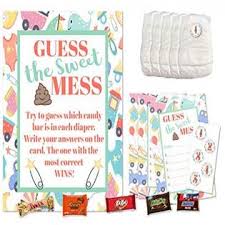 Candy bar baby shower game. Gowa Dirty Diaper Game Baby Shower Guess This Sweet Mess Diaper Candy Poop Games For Boys And Girls Shower Coed Gender Reveal Or