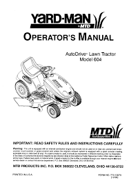 Mtd products is a leader. Yard Man Autodrive 604 Operator S Manual Pdf Download Manualslib