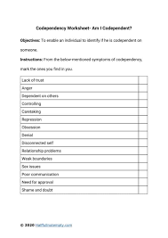 It can be used near the end of a therapy treatment. Codependency Worksheets 7 Optimistminds