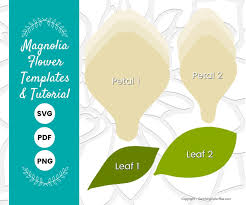 Diy Crepe Magnolia Paper Flower Templates And Tutorial Paper Etsy Paper Flower Template Flower Template Paper Flowers