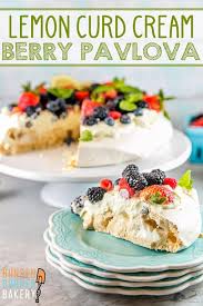 Berry Pavlova With Lemon Curd Cream Recipe Classic Pavlova Recipe Pavlova Recipe Baked Dessert Recipes