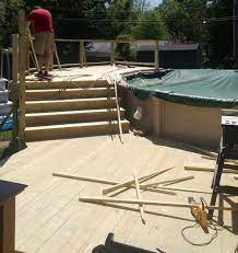 Pin By Danielle Chapman On Above Ground Pool Deck Backyard Pool Pool Landscaping Above Ground Pool Decks