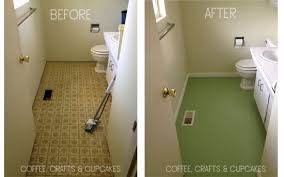 Shower bar system and modern faucets add to the effect. Painting Linoleum Paint Linoleum Diy Flooring Home Repairs