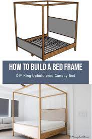Drill pocket holes in the end rails and front and back top rails. How To Build An Upholstered Canopy King Bed Honey Built Home