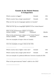Canada Vs Usa Thanksgiving English Esl Worksheets Canada Vs Usa Canada Teaching Jobs